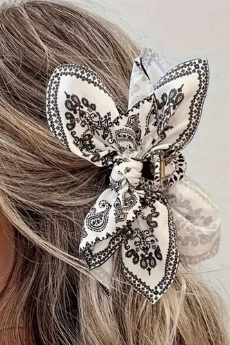 White and black paisley floral - and,