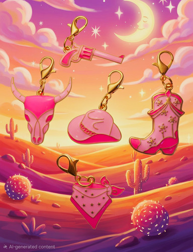 Pink enamel western clip - pink,