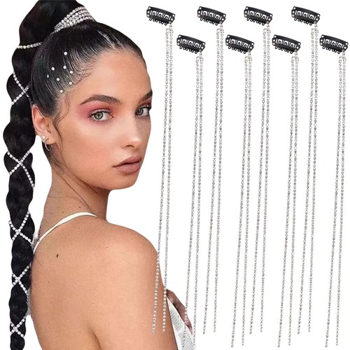 Pieces long rhinestone hair - 8,