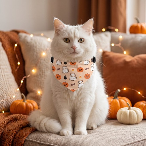 Halloween cat bandana clip - cat,