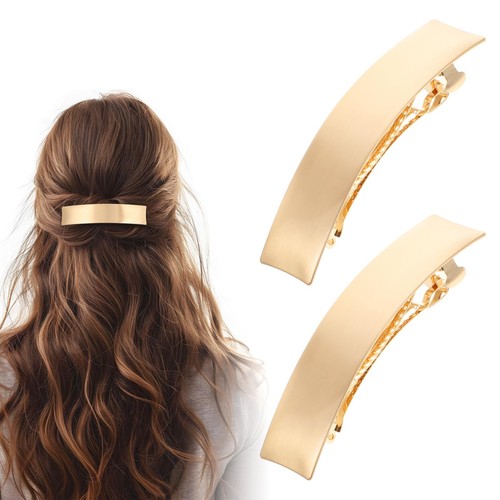 2pcs french gold hair clips - gold,