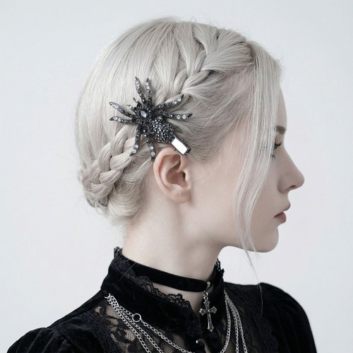 Gothic rhinestone spider hair - spider,