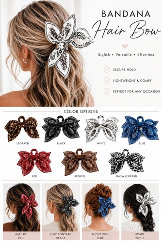 Bandana hair bow claw - bandana,